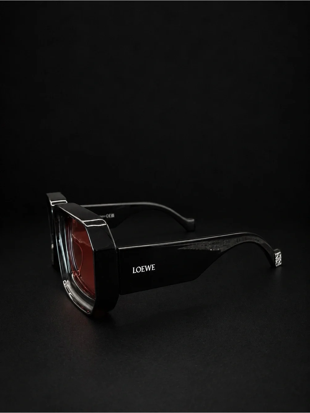 Loewe Black Acetate Sunglasses with Pink Lenses